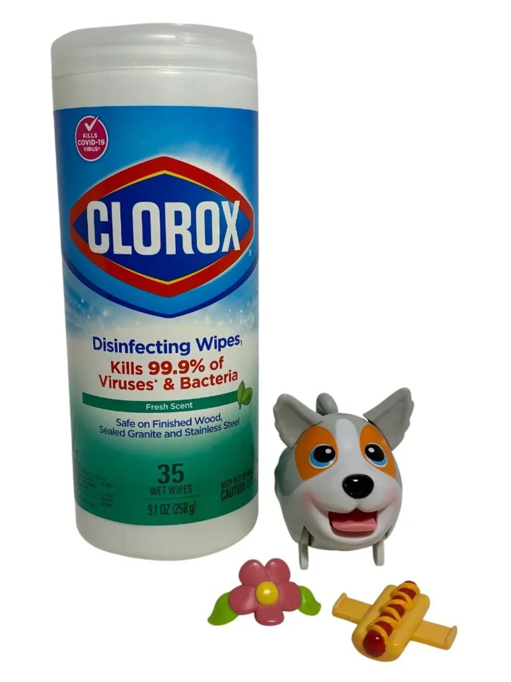 Chubby Puppies Friends Australian Shepherd Hot Dog Head Flower Works Full Size